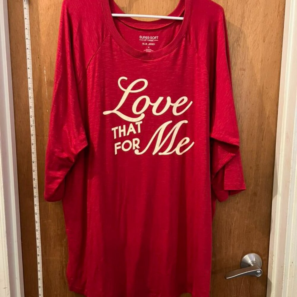 Size 4(4X) - Torrid - Slub Jersey Graphic Half Sleeve Knit Pullover